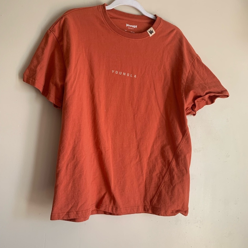 YoungLA Men's Burnt Orange Tee Shirt Sleeve Top Casual Cotton Size Small
